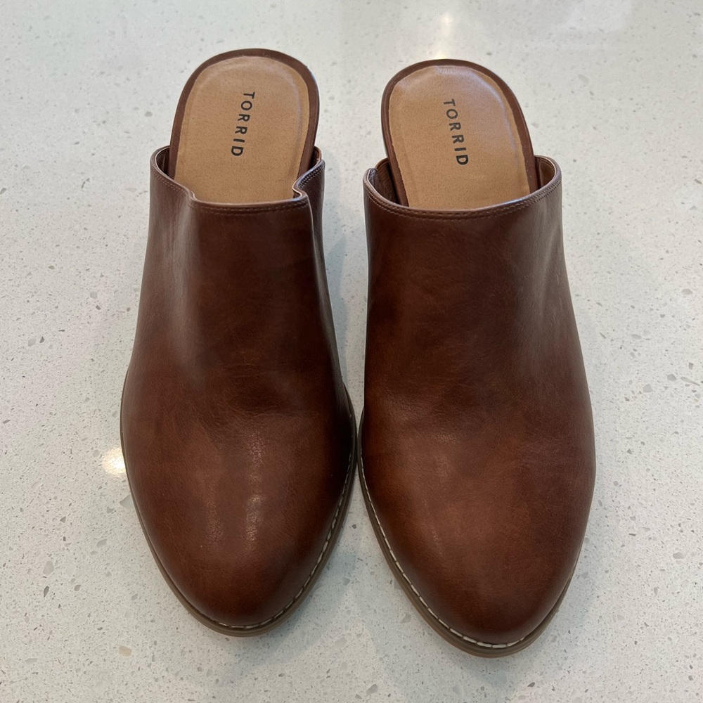 Tan slide on heels. Like New! Only been worn once or twice.